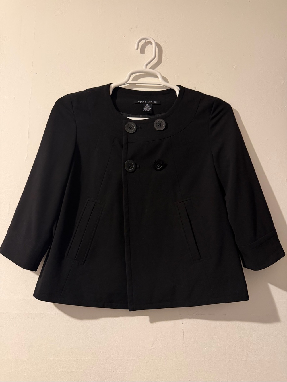 Black Larry Levine Cropped Suit Jacket (M)